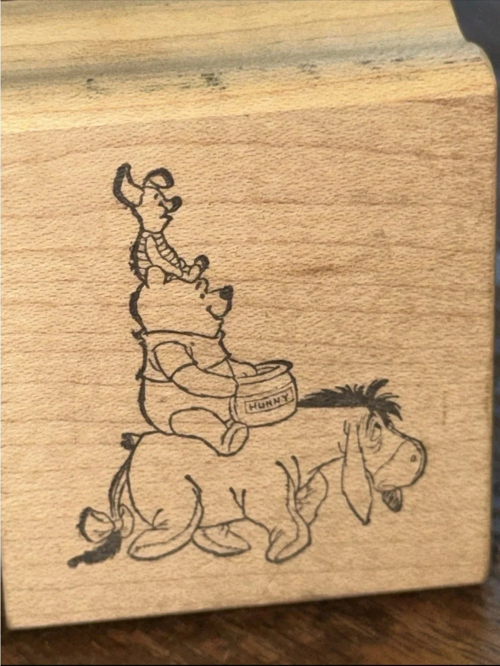 Vintage Wooden Winnie-the-Pooh Rubber Stamp Disney